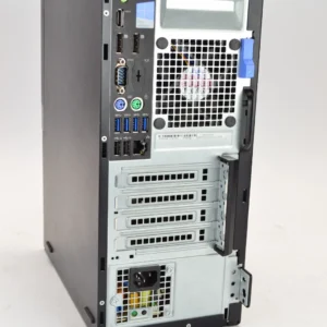 Rear panel of Dell OptiPlex 7040 MT showing full port array including USB, DisplayPort, HDMI, and expansion slots.