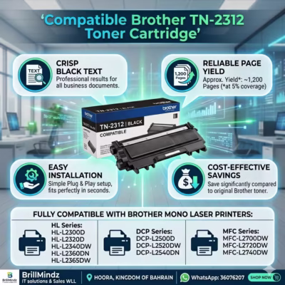 Brother TN-2312 Toner Cartridge Infographic for HL-L2365DW and MFC-L2700DW Printers