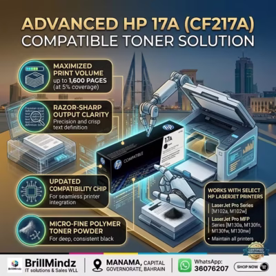 HP 17A CF217A Black LaserJet Toner Cartridge Infographic for LaserJet Pro M102 and MFP M130 Printers