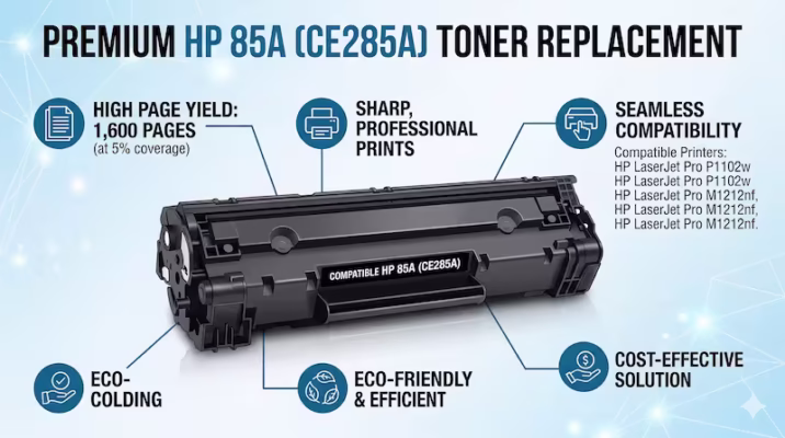 HP 85A CE285A Black Toner Cartridge Replacement for LaserJet Pro P1102w M1212nf