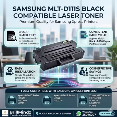 Samsung MLT-D111S Toner Cartridge Infographic for Xpress M2020 and M2070 Printers