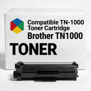 Printer compatibility chart for Brother TN-1000 toner showing compatible HL, DCP, and MFC series models.