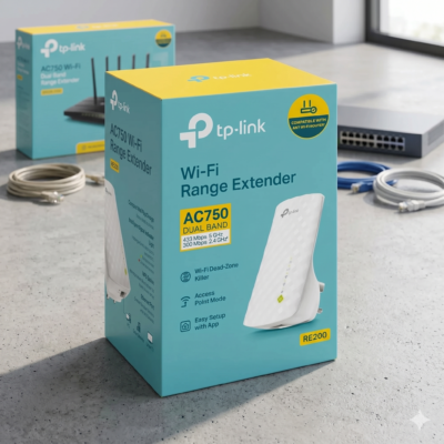TP-Link AC750 (RE200) Dual Band Wi-Fi Range Extender with Ethernet Port and Dead-Zone Killer - BrillMindz IT Solutions Bahrain