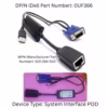 Genuine Dell 0UF366 USB KVM cable and System Interface POD showing VGA and USB connectors.